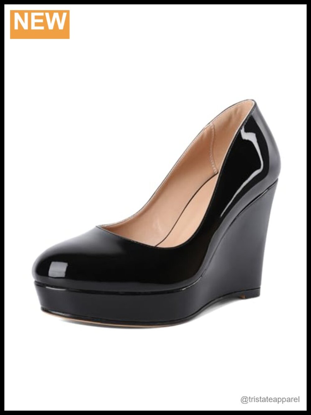 Wedge Pumps Round Toe Slip On Platform High Heel Dress Shoes 4 Inch